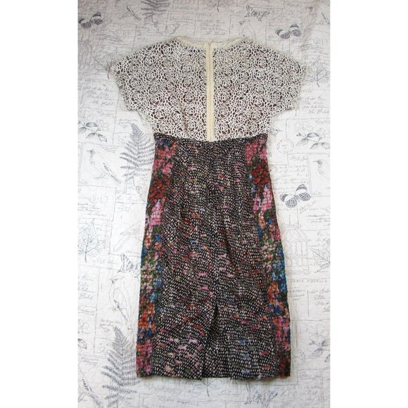 Anthropologie Beguile Byron Lars Lace Study Sheath Short Slv Dress Women Sz 2 - Picture 11 of 16